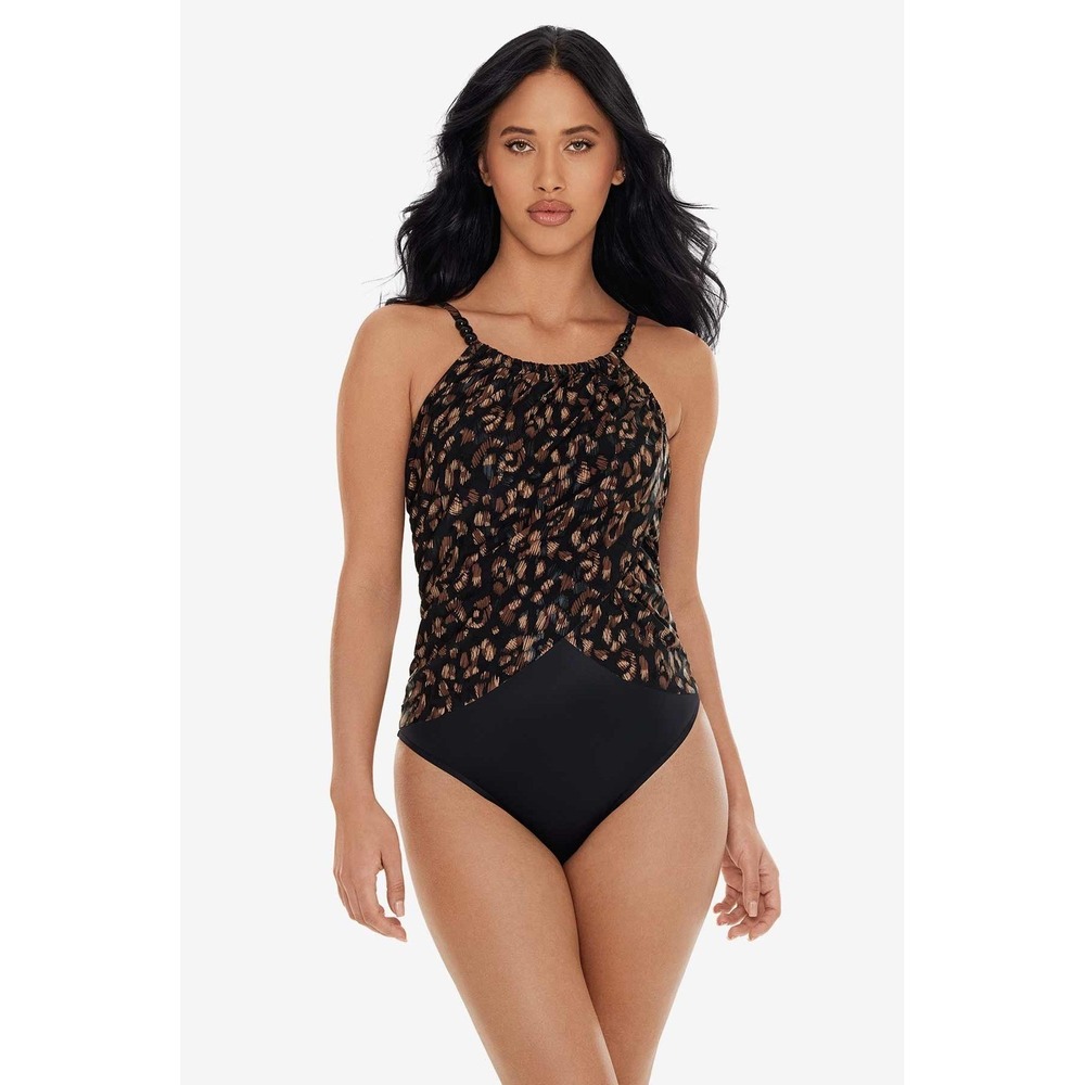 Magicsuit Lisa One Piece Swimsuit La Paz Animal Print Black Brown 6019555 New 12